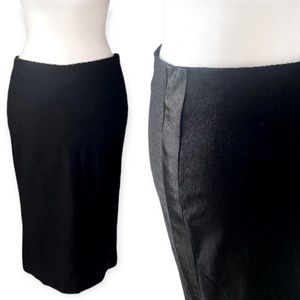 Vintage 90s Guess Black Pencil Bodycon Skirt w/ Tuxedo Tripes on Side - size 4